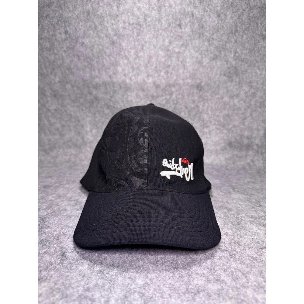 Quiksilver Mens Baseball Cap Black Embroidered Logo Paisley Pattern Hat